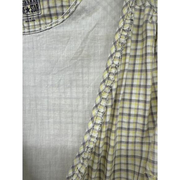 Converse Women Plaid Yellow Wrap Ruffle Mini Grunge Emo Dress Small Academia - Picture 8 of 11